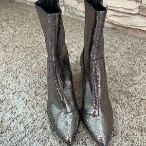 Jeffrey Campbell Free People crinkle silver metallic boots 39